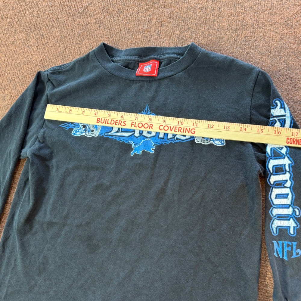 NFL Detroit Lions Kids Long Sleeve T-Shirt Black Graphic Tee Youth Vtg cute fit - Picture 5 of 8